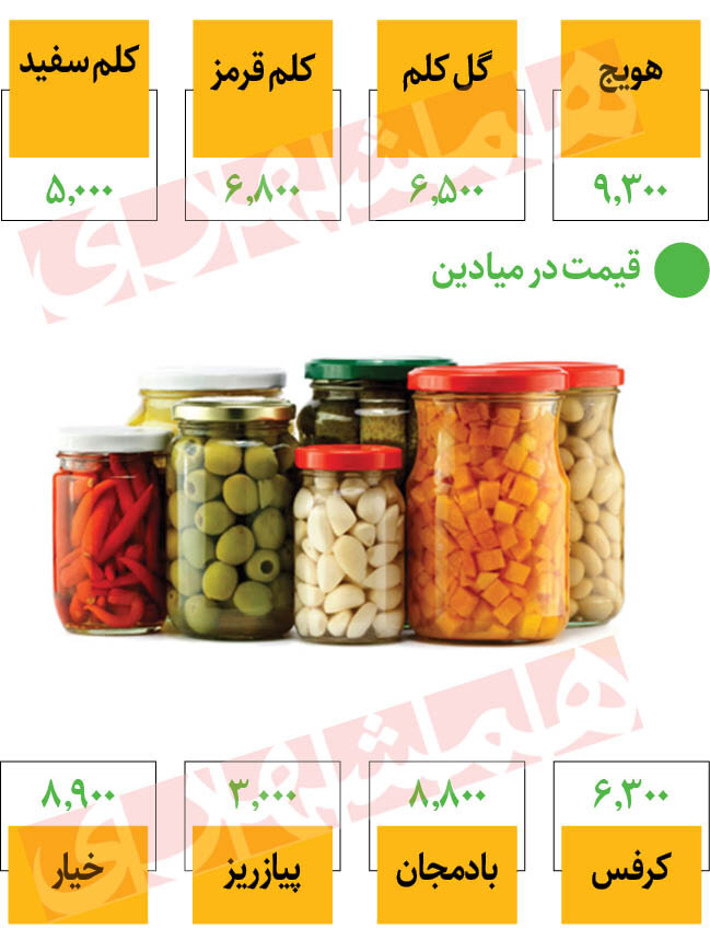 محصولات ترشی در میادین چند؟