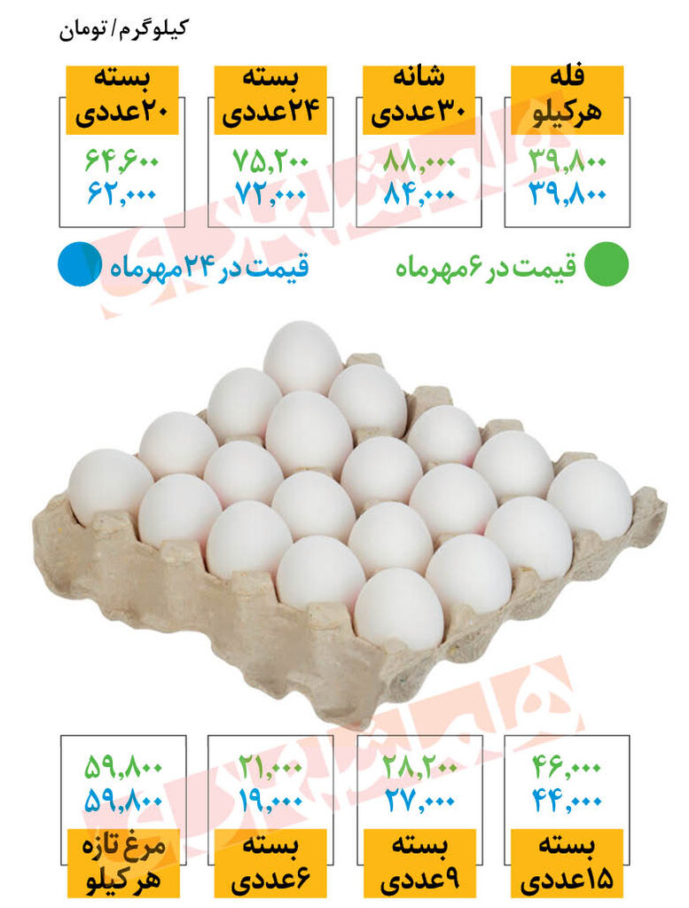 کاهش قیمت تخممرغ در میادین | یک شانه ۳۰ عددی چند شد؟