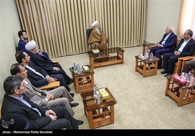 دیدار محمدجواد ظریف وزیر امور خارجه با آیت‌ الله عبدالله جوادی آملی