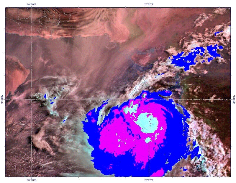 آخرین وضعیت طوفان حاره‌ی وایو در شمال اقیانوس هند