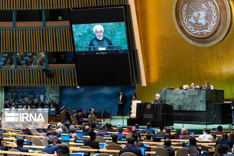 تصاویر سخنرانی رئیس ‌جمهوری اسلامی ایران در مجمع عمومی سازمان ملل متحد