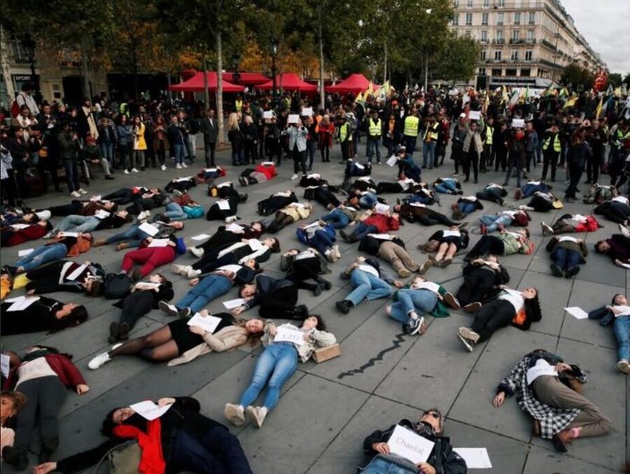 اعتراض زنان فرانسوي به خشونت خانگي