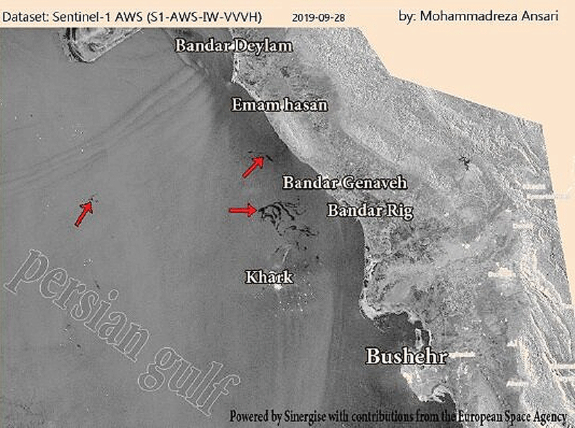 تصویر ماهواره هواشناسی از آلودگی نفتی خلیج‌فارس