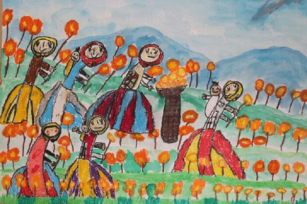 نقاشی کودک سیل‌زده گمیشانی