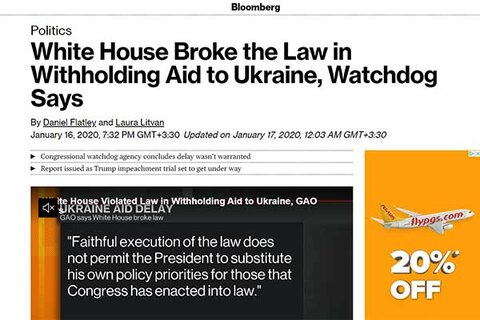 دیوان محاسبات آمریکا ترامپ را به دلیل نوع اقدامش در خصوص اوکراین به قانون...