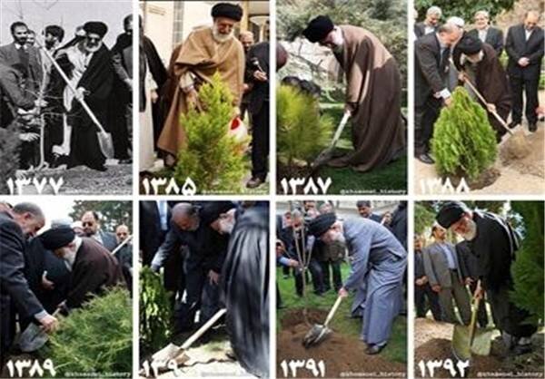 کاشت نهال از سوی مقام معظم رهبری