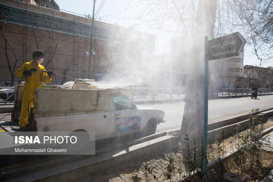 خیابان ۱۸ کیلومتری ولیعصر تهران ضدعفونی شد