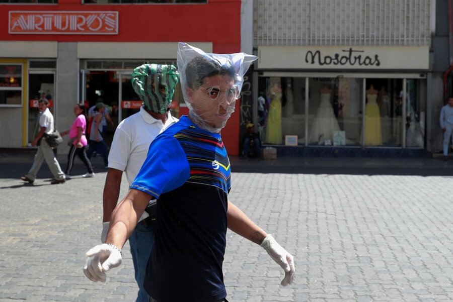 کاراکاس/ ونزوئلا. ماسک دست ساز برای محافظت در برابر کرونا! 