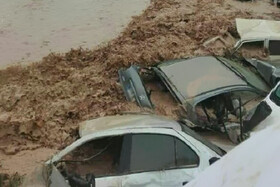 فیلم | لحظه وقوع سیل در خراسان رضوی | آب خودروها را برد