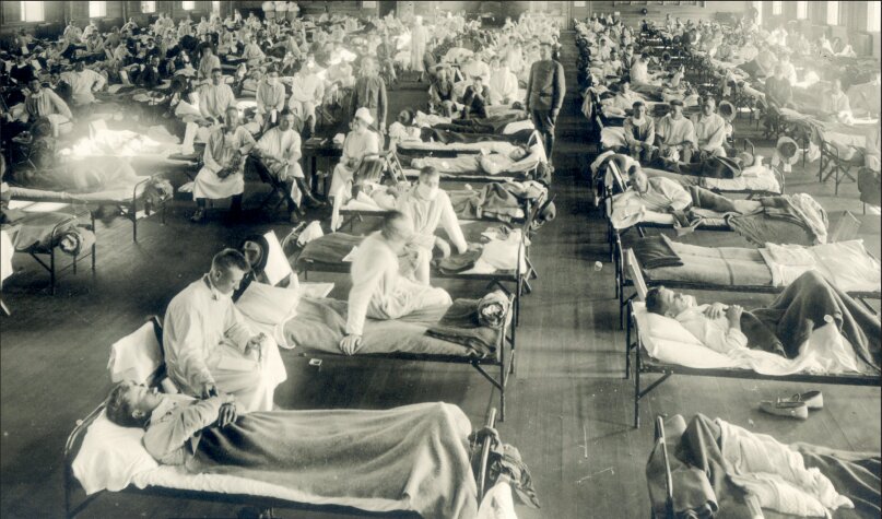 بیمارستان صحرایی در کانزاس شیوع آنفلوآنزا
