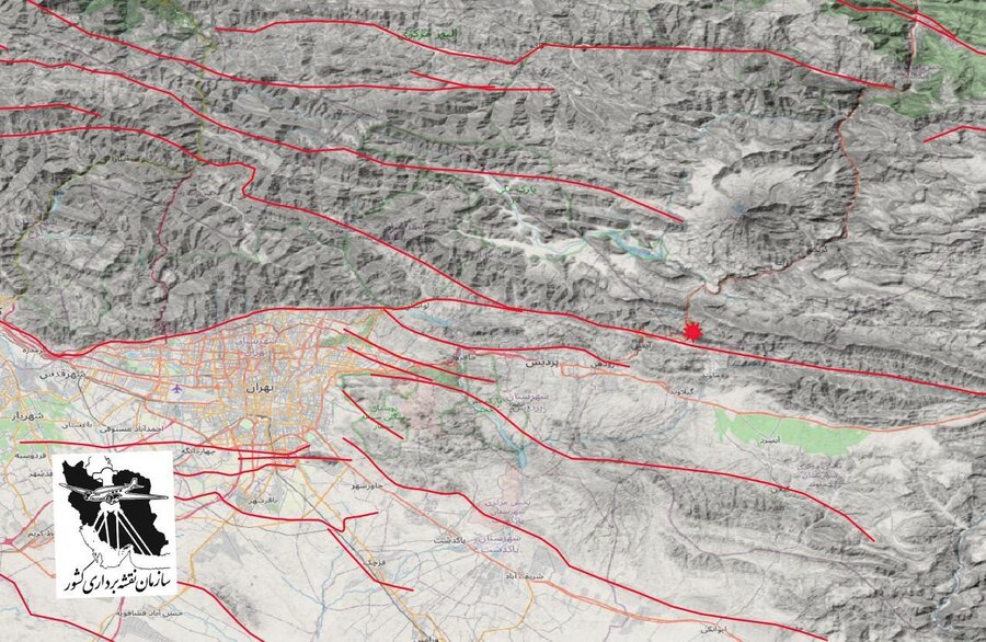 محل وقوع زلزله ۴.۴ ریشتری تهران بر روی نقشه