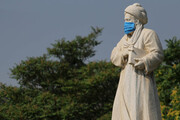 عکس | ابوعلی سینا هم در همدان ماسک زد