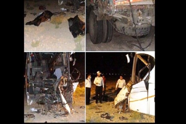 برخورد اتوبوس و کامیون