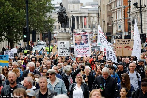 تظاهرات ضدواکسن کرونا و ماسک در لندن