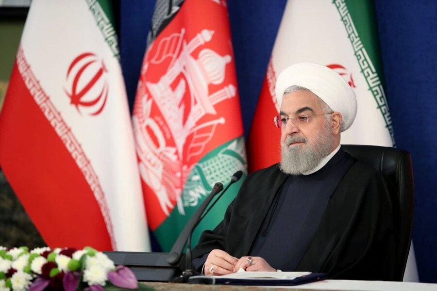روحانی در افتتاح  راه‌آهن خواف-هرات