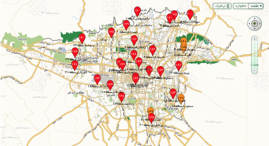 کیفیت هوای تهران در ساعت ۱۸ پنجشنبه ۲۵ دی ۹۹
