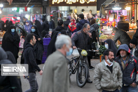 شلوغی بازار رشت در روزهای کرونایی