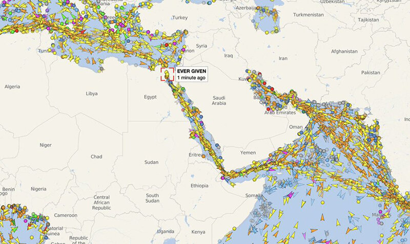 تصاویر | بسته شدن کانال سوئز با کشتی ۴۰۰ متری ۲۲۰ هزار تُنی