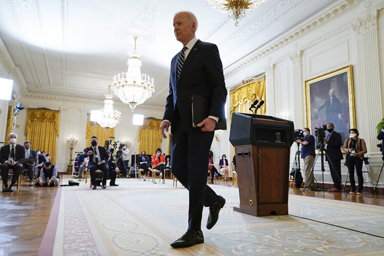 تصاویر | نخستین نشست خبری جو بایدن دو ماه پس از ورود به کاخ سفید