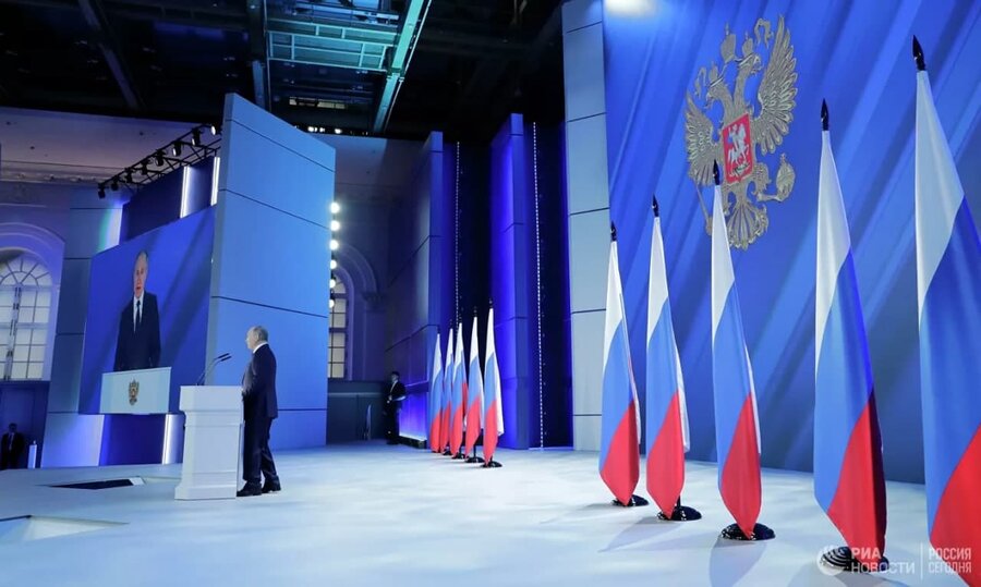  تصاویر سخنرانی سالیانه پوتین | هیچ کشوری نباید از خط قرمز روسیه عبور کند