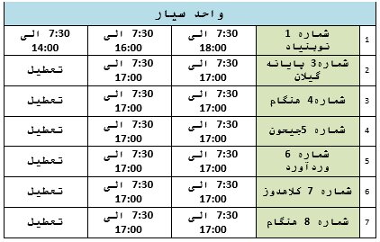 جدول ساعت کاری جدید مراکز معاینه فنی تهران