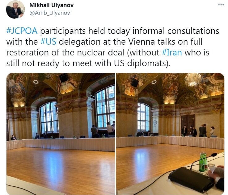 تصاویر دیپلمات روس از نشست گروه ۱+۴ با هیأت آمریکایی در وین بدون حضور ایران 