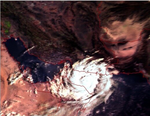 تصویر ماهواره‌‌ای حرکت طوفان شاهین