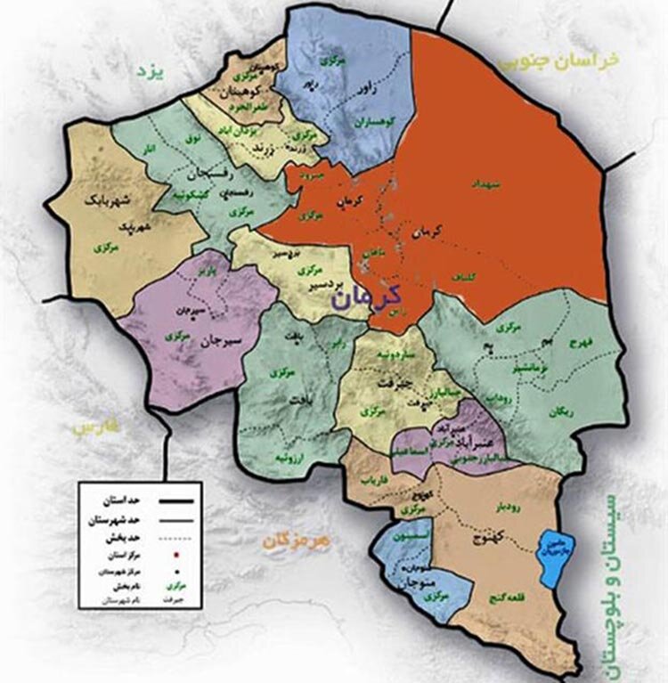 نقشه استان كرمان