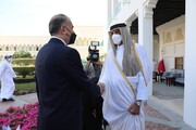 تصاویر استقبال گرم تمیم بن‌حمد آل ثانی از امیرعبداللهیان | جزئیات دیدار وزیر خارجه ایران با امیر قطر