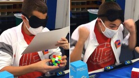 رکورد حل مکعب روبیک با چشمانی بسته در دستان یک نوجوان!
