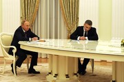 تصاویر| ماجرای میز بیضی شکل روسی و ۳ دیدار مهم در کرملین | رفتار مشترک پوتین با رئیسی و مکرون