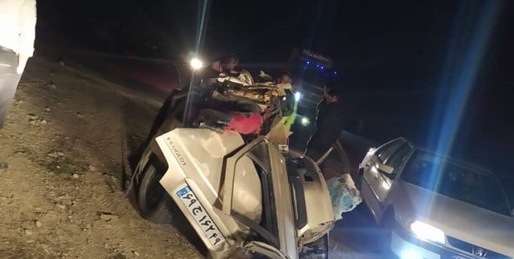 تصاویر | باران خونین در یاسوج | پودر شدن پراید زیر چرخهای تریلی