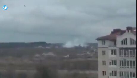 لحظه سقوط بالگرد روسی نزدیک کی یف در پایگاه هوایی گوستومل