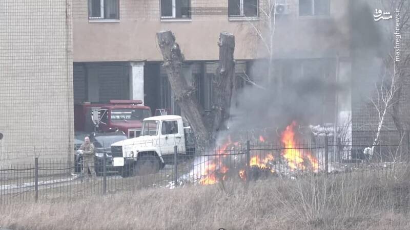 تصاویر |  آتش سوزی مشکوک مقابل وزارت دفاع اوکراین