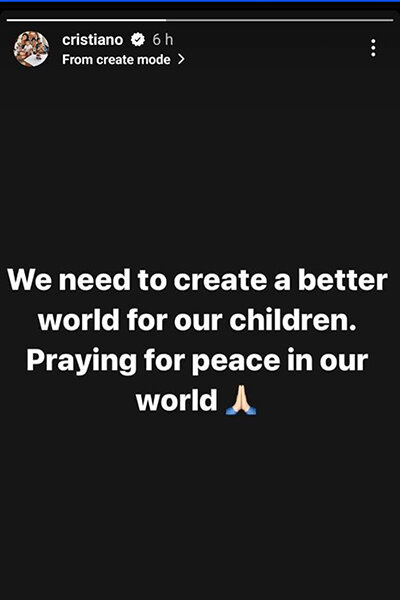 عکس | استوری تاملبرانگیز رونالدو در خصوص حمله روسیه به اوکراین