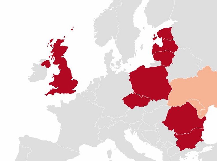 نقشهای که نشان میدهد کدام کشورها آسمانشان را بهروی هواپیماهای روس بستهاند