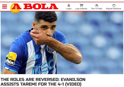 عکس | بازتاب ویژه درخشش طارمی در رسانه های پرتغال | مهدی چسب قدرتمند مهربانی شد