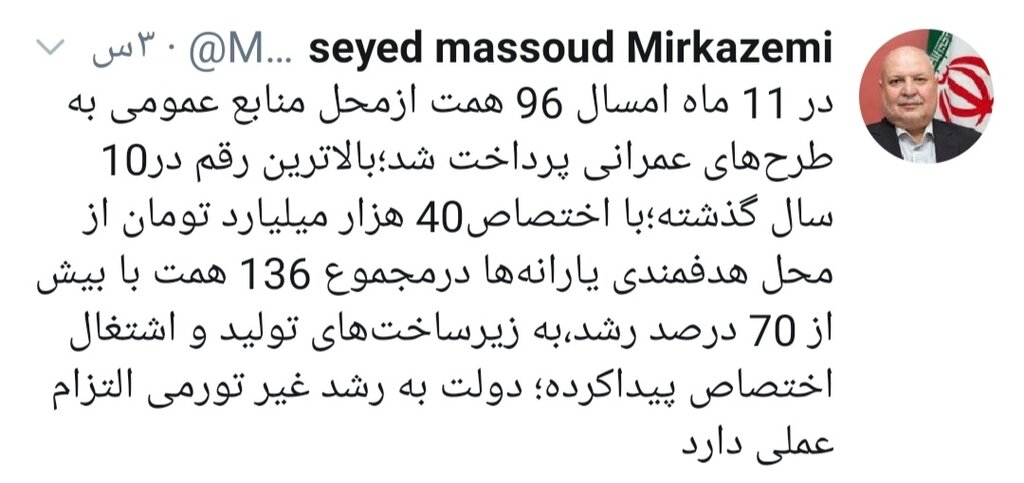 رکورد تخصیص اعتبارات عمرانی شکسته شد