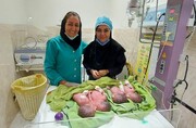 عکس | زن یزدی چهار قلو به‌ دنیا آورد | نخستین فرزند دختر است