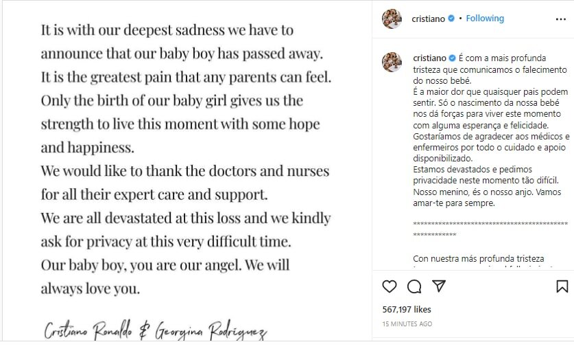 عکس | شوک بزرگ به کریس رونالدو | مرگ تلخ پسر ستاره پرتغالی!
