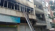 تصاویر | آتش‌سوزی شدید ساختمان مسکونی در تهران