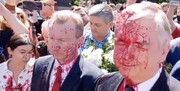 تصاویر حمله با رنگ به سفیر روسیه در لهستان