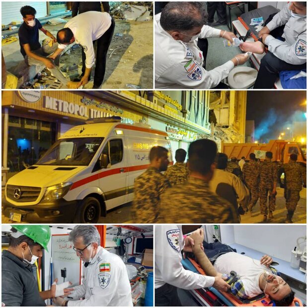 تصاویر | تجمع مردم در متروپل آبادان حادثه آفرید | چند نفر به بیمارستان اعزام شدند