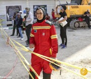 تصاویر حضور قهرمان زن ایران با پوشش متفاوت در جمع امدادگران متروپل