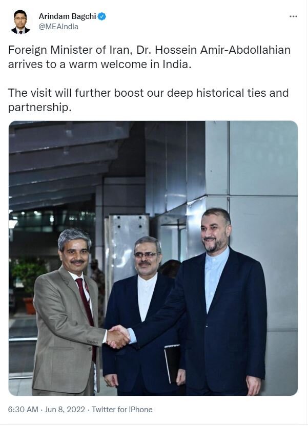 امیرعبداللهیان وارد هند شد