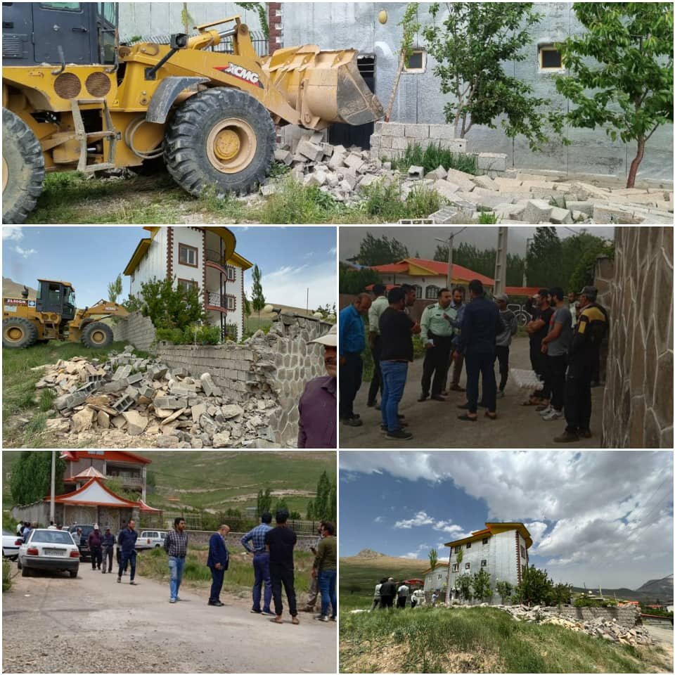 تصاویر تخریب یک ویلای غیر مجاز در لاریجان با حکم قضایی