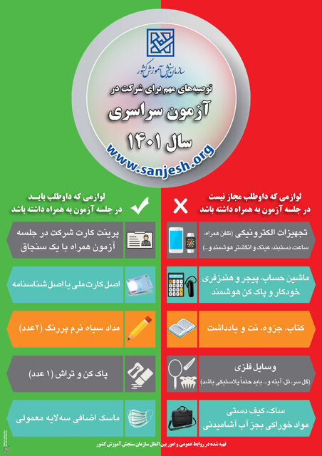 لیست لوازم ممنوعه کنکوریها اعلام شد | داوطلبان کنکور چه وسایلی نباید همراه داشته باشند؟