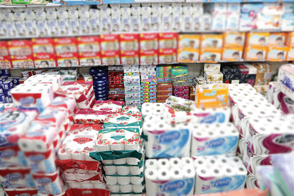 دستمال کاغذی قفسه فروشگاه