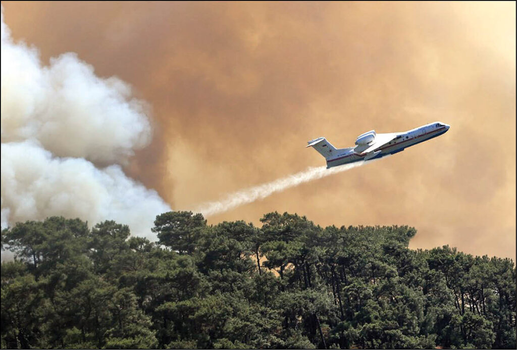 اطفای حریق جنگل - مهار آتش سوزی جنگل - هواپیمای آب پاش