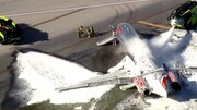 ببینید | آتش به جان یک هواپیمای مسافربری پر از مسافر در آمریکا افتاد